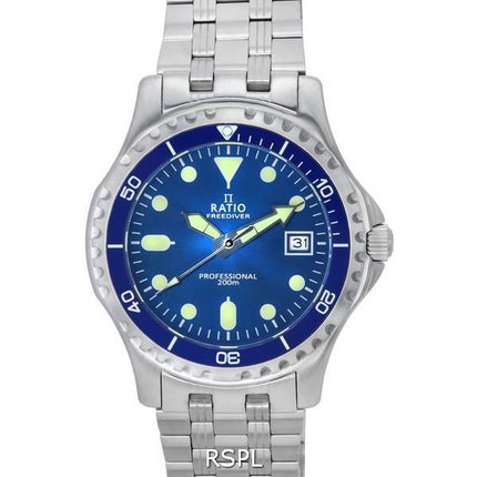 Ratio FreeDiver Professional Zafiro Azul Sunray Dial Cuarzo RTF007 200M Reloj para hombre