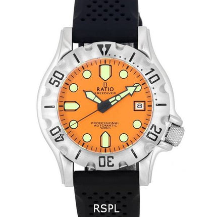 Ratio FreeDiver Professional Zafiro Dial naranja Automático RTF011 500M Reloj para hombre