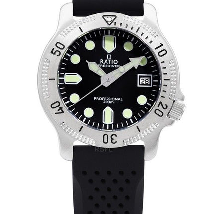 Ratio FreeDiver Professional Zafiro Esfera negra Cuarzo RTF021 200M Reloj para hombre