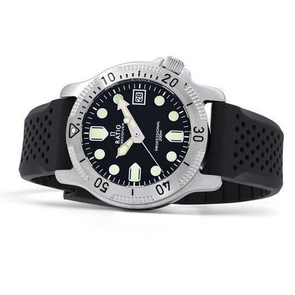 Ratio FreeDiver Professional Zafiro Esfera negra Cuarzo RTF021 200M Reloj para hombre