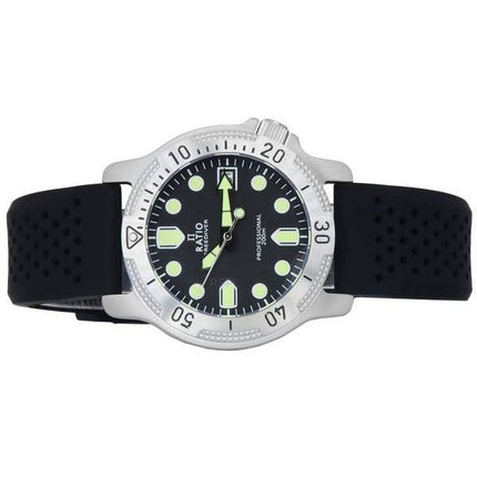 Ratio FreeDiver Professional Zafiro Esfera negra Cuarzo RTF021 200M Reloj para hombre