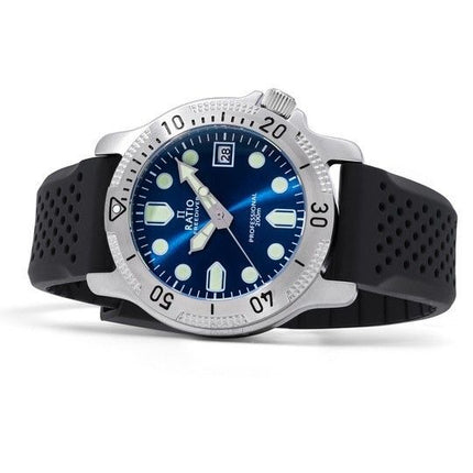 Ratio FreeDiver Professional Zafiro Azul Sunray Dial Cuarzo RTF023 200M Reloj para hombre