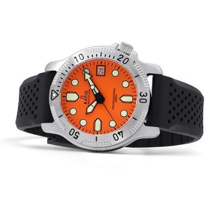 Ratio FreeDiver Professional Zafiro Esfera naranja Cuarzo RTF025 200M Reloj para hombre