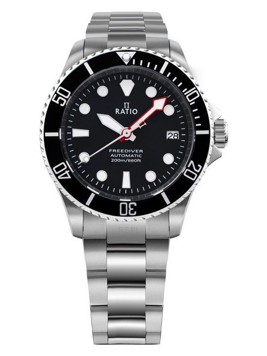 Reloj Ratio FreeDiver Zafiro Acero inoxidable Esfera negra Automí¡tico RTF041 200M para hombre