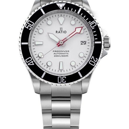 Reloj Ratio FreeDiver Zafiro Acero inoxidable Esfera blanca Automí¡tico RTF047 200M para hombre