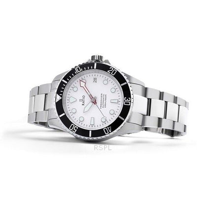 Reloj Ratio FreeDiver Zafiro Acero inoxidable Esfera blanca Automí¡tico RTF047 200M para hombre