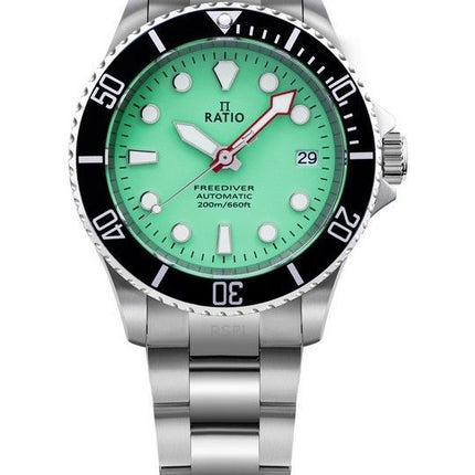 Reloj Ratio FreeDiver Zafiro Acero inoxidable Esfera verde Automí¡tico RTF049 200M para hombre