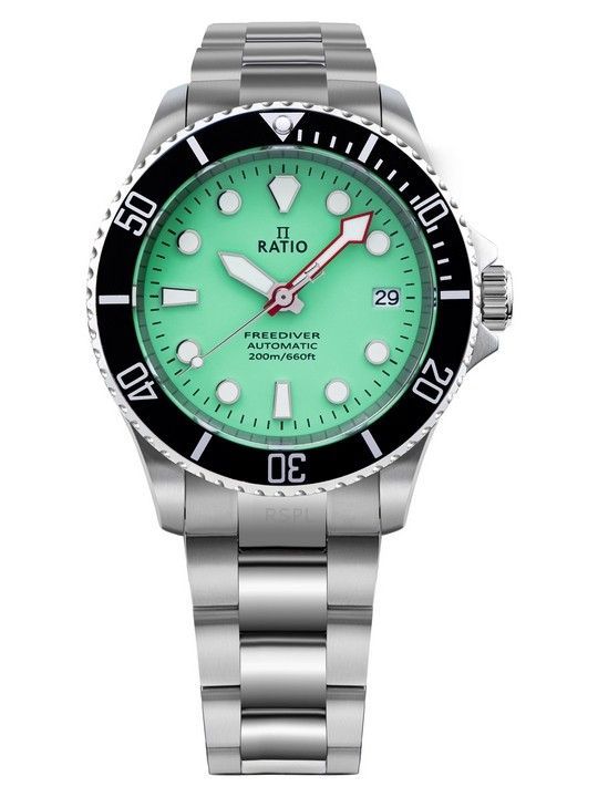 Reloj Ratio FreeDiver Zafiro Acero inoxidable Esfera verde Automí¡tico RTF049 200M para hombre