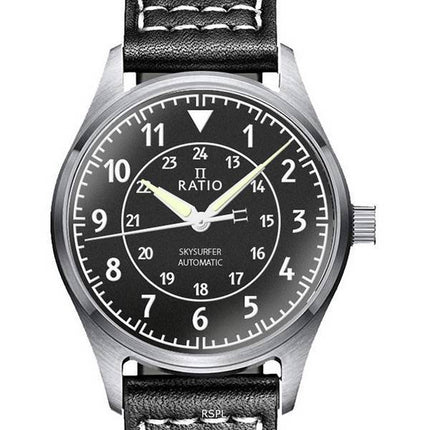 Reloj para hombre Ratio Skysurfer Pilot Black Textured Dial Leather Automatic RTS310 200M