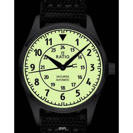 Ratio Skysurfer Pilot Full Luminous Dial Nylon Automático RTS316 200M Reloj para hombre