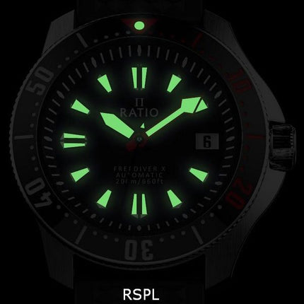 Reloj para hombre Ratio FreeDiver X Marine Black con incrustaciones de cerámica negra Automatic Diver RTX001 200M