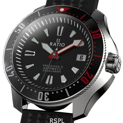 Reloj para hombre Ratio FreeDiver X Marine Black con incrustaciones de cerámica negra Automatic Diver RTX001 200M