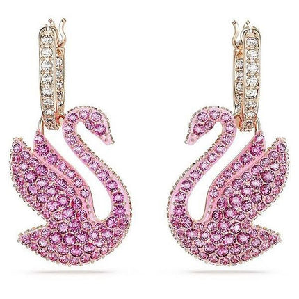 Pendientes colgantes con cristales de cisne de Swarovski en tono rosa y baño en oro rosa 5647544 para mujer