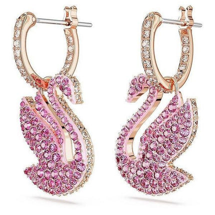 Pendientes colgantes con cristales de cisne de Swarovski en tono rosa y baño en oro rosa 5647544 para mujer