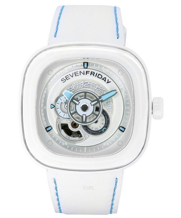 Reloj para hombre Sevenfriday P-Series Curacao día-noche con esfera blanca automático P1C/05 SF-P1C-05 100M