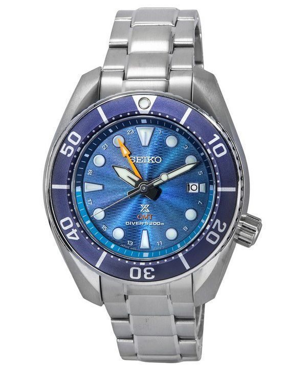 Reloj para hombre Seiko Prospex Sea Aqua Sumo GMT esfera azul Solar Diver's SFK001J1 200M