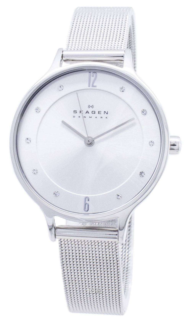 Skagen Anita Silver dial Swarovski Crystal Mesh pulsera SKW2149 reloj de mujer