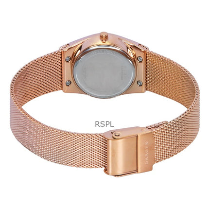 Reloj solar Skagen Grenen Lille de acero inoxidable en tono oro rosa y esfera blanca SKW3078 para mujer