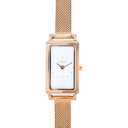 Reloj de cuarzo Skagen Hagen Micro en acero inoxidable en tono oro rosa y esfera blanca SKW3148 para mujer