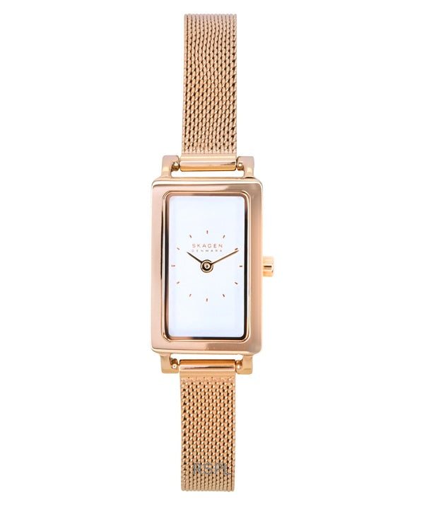 Reloj de cuarzo Skagen Hagen Micro en acero inoxidable en tono oro rosa y esfera blanca SKW3148 para mujer