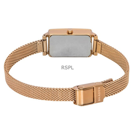 Reloj de cuarzo Skagen Hagen Micro en acero inoxidable en tono oro rosa y esfera blanca SKW3148 para mujer