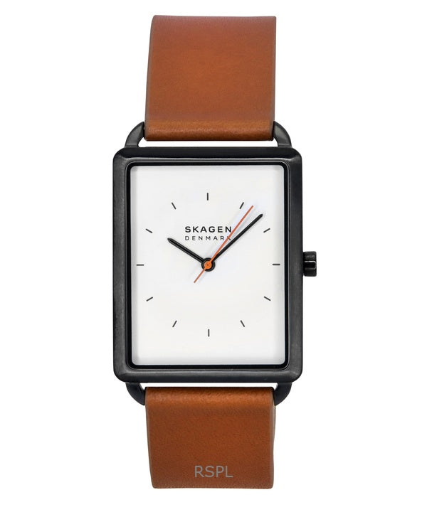 Reloj de cuarzo Skagen Hagen con correa de piel y esfera blanca SKW6929 para hombre