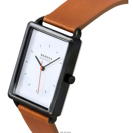 Reloj de cuarzo Skagen Hagen con correa de piel y esfera blanca SKW6929 para hombre