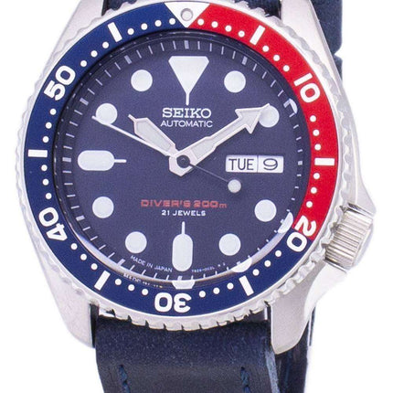 Reloj 200M cuero azul oscuro Varonil de correa de Seiko automático SKX009J1-LS13 Diver