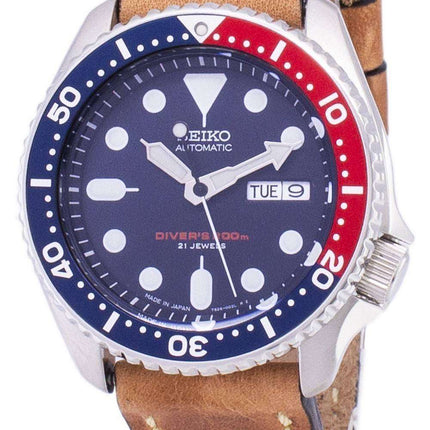 200M Japón de Automatic Seiko LS17 SKX009J1 Diver de cuero marrón correa Watch de Men