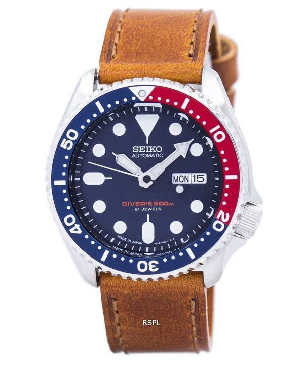 Seiko automático Diver's Ratio Brown Leather SKX009J1-LS9 200M Reloj para hombre