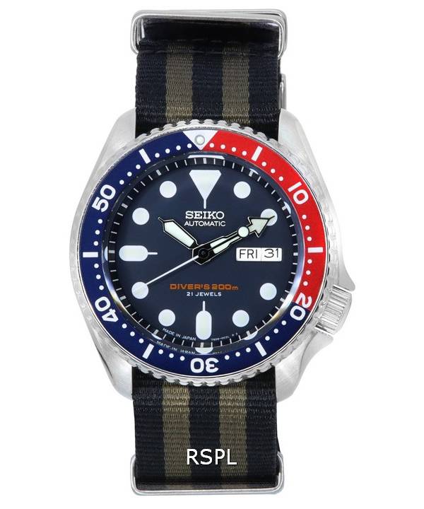 Reloj Seiko Blue Dial Automatic Diver's SKX009J1-var-NATO21 200M para hombre