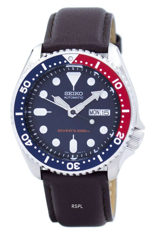 Reloj 200M relación cuero marrón oscuro SKX009K1-LS11 de los hombres de Seiko Automatic Diver