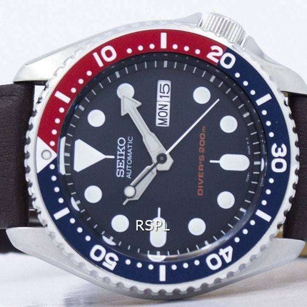 Reloj 200M relación cuero marrón oscuro SKX009K1-LS11 de los hombres de Seiko Automatic Diver