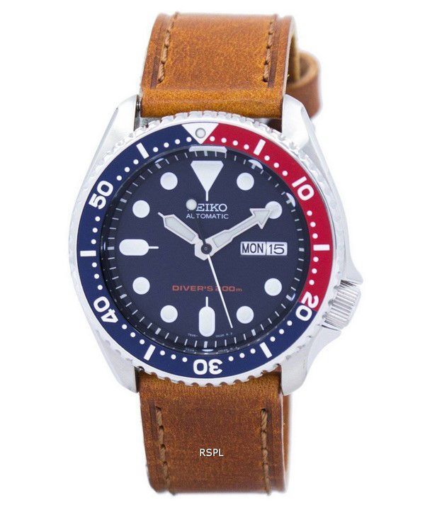 Reloj para hombre Seiko Automatic Diver's 200M Ratio Brown Leather SKX009K1-LS9