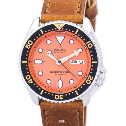 Seiko automático Diver's Ratio Brown Leather SKX011J1-LS9 200M reloj para hombre