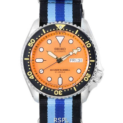 Reloj Seiko Orange Dial Automatic Diver's SKX011J1-var-NATO20 200M para hombre