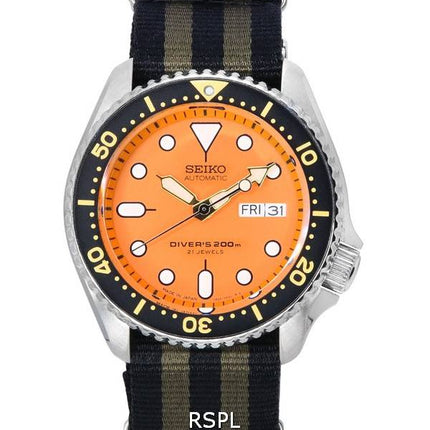 Reloj Seiko Orange Dial Automatic Diver's SKX011J1-var-NATO21 200M para hombre