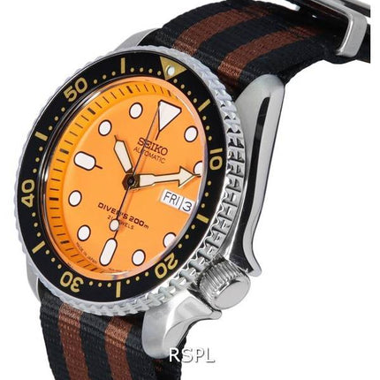 Reloj Seiko Orange Dial Automatic Diver's SKX011J1-var-NATO22 200M para hombre