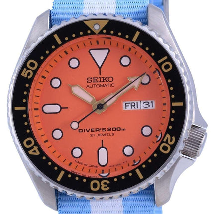 Reloj para hombre Seiko Automatic Diver&#39,s Japan Made Polyester SKX011J1-var-NATO24 200M