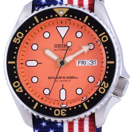 Reloj para hombre Seiko Automatic Diver&#39,s Japan Made Polyester SKX011J1-var-NATO27 200M