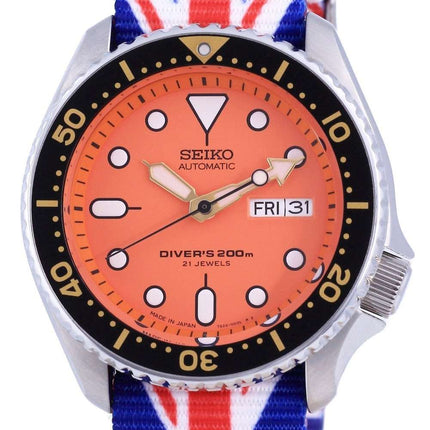 Reloj para hombre Seiko Automatic Diver&#39,s Japan Made Polyester SKX011J1-var-NATO28 200M