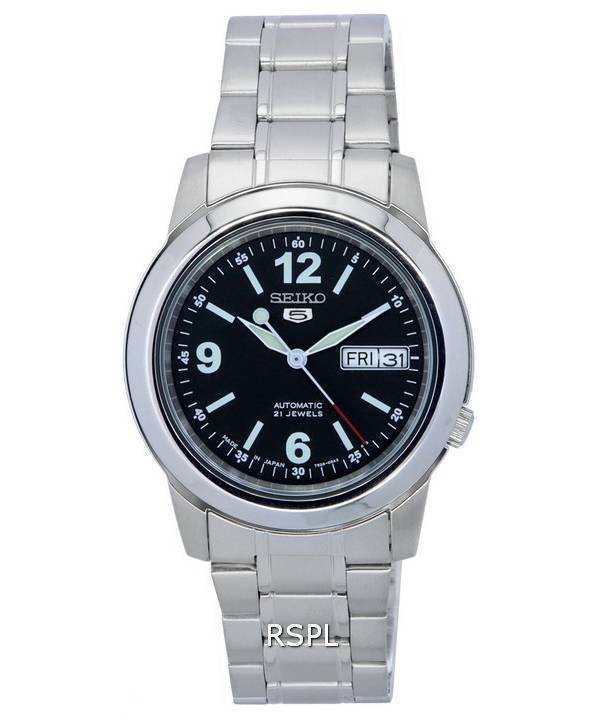 Reloj Seiko 5 de acero inoxidable con esfera negra automático SNKE63 SNKE63J1 SNKE63J para hombre