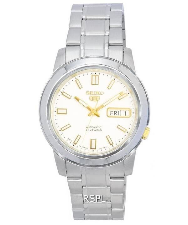 Seiko 5 Acero inoxidable Esfera blanca Automático SNKK07 SNKK07J1 SNKK07J Reloj para hombre