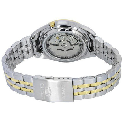 Reloj Seiko 5 de dos tonos de acero inoxidable con esfera plateada y 21 joyas automático SNKL36J1 para hombre