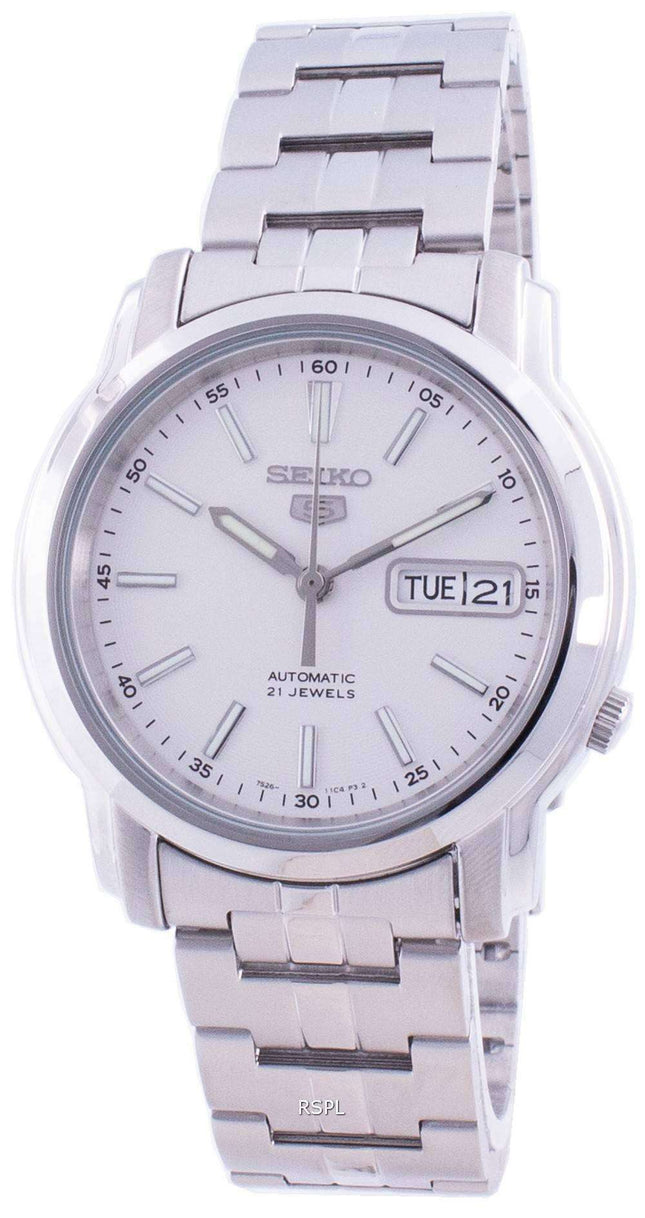 Reloj para hombre Seiko 5 automático con esfera blanca SNKL75 SNKL75K1 SNKL75K