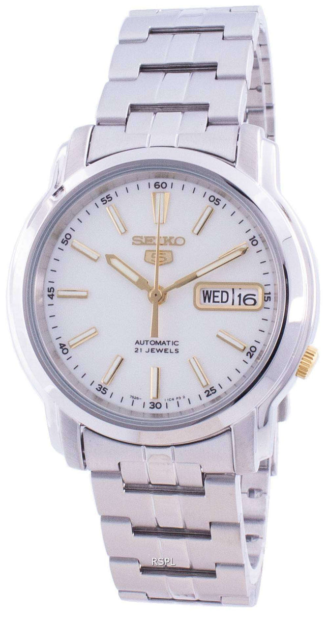 Reloj Seiko 5 automático con esfera blanca SNKL77 SNKL77K1 SNKL77K para hombre