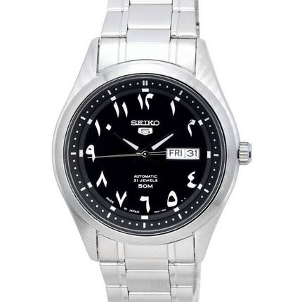 Reloj Seiko 5 de acero inoxidable con esfera árabe negra automática SNKP21 SNKP21J1 SNKP21J para hombre