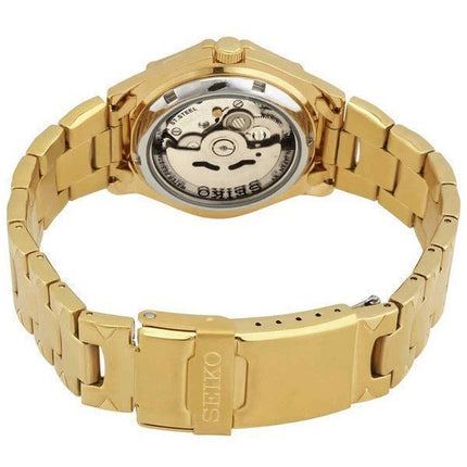 Reloj para hombre Seiko 5 Sports en tono dorado, acero inoxidable, esfera dorada, 23 joyas, automático SNZ450J1 100M