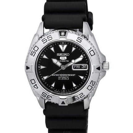 Seiko 5 Sports correa de caucho esfera negra automático SNZB33J2 100M Watch de Men es