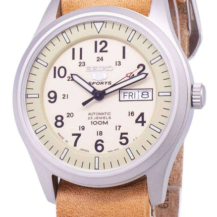 Seiko 5 Sports SNZG07J1 LS18 militares Japón hecho reloj de hombres de la correa de cuero marrón